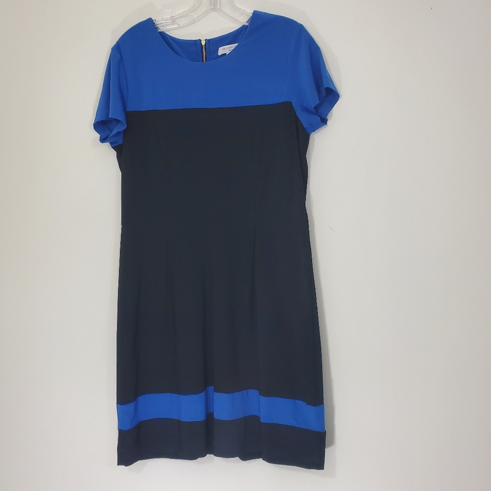 Liz Claiborne Blue and Black Fully Lined Dress, Size PL